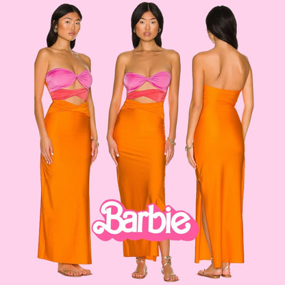 barbie dress- bandeau maxi dress with cutout details