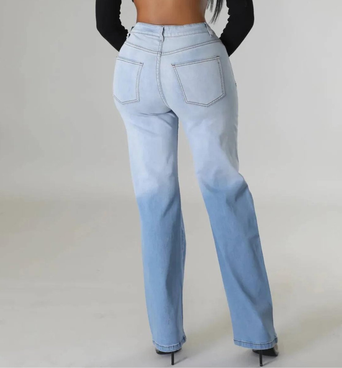 LETTER PRINT HIGH WAISTED JEANS