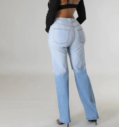 LETTER PRINT HIGH WAISTED JEANS