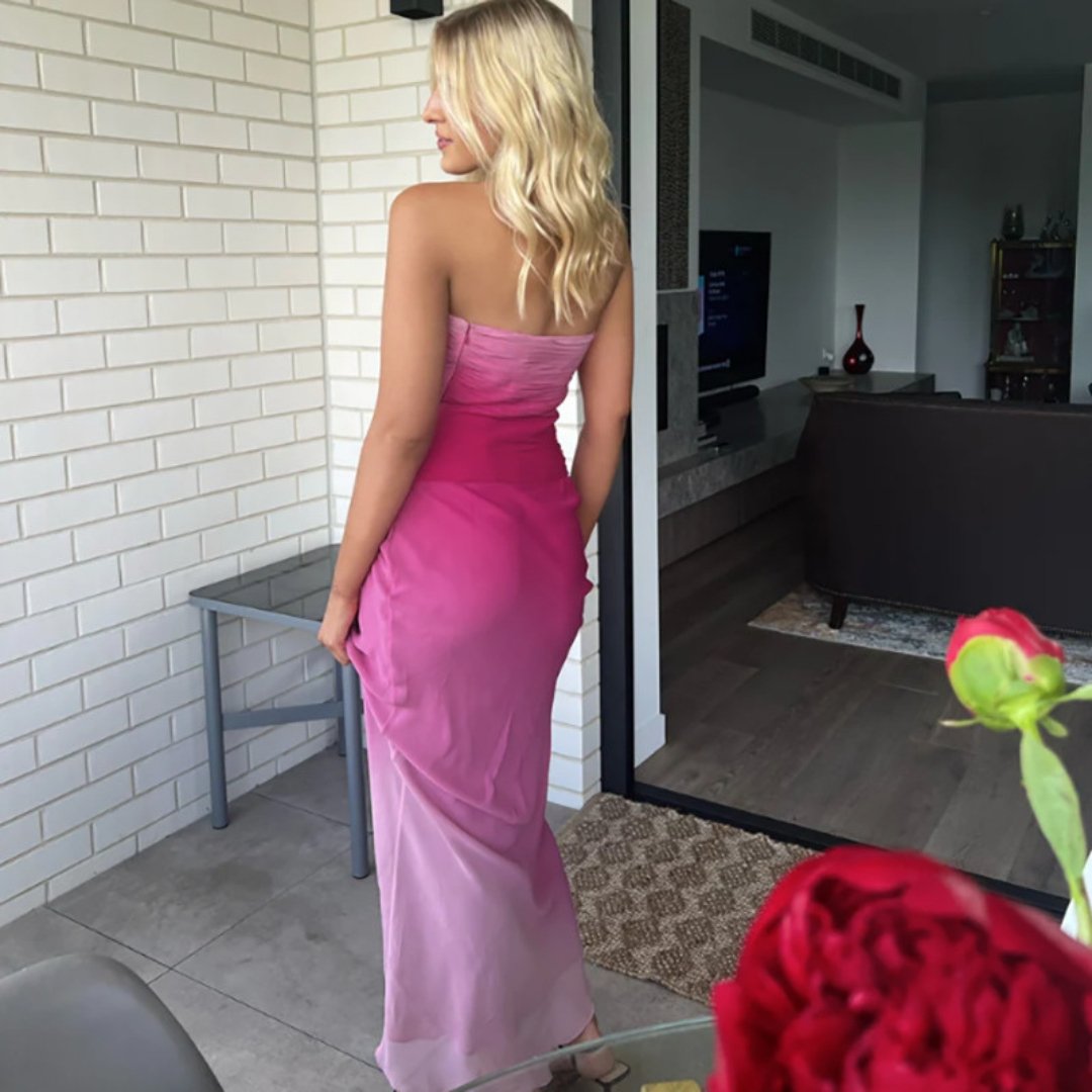 Barbie pink dress- Tube maxi with ruched detail