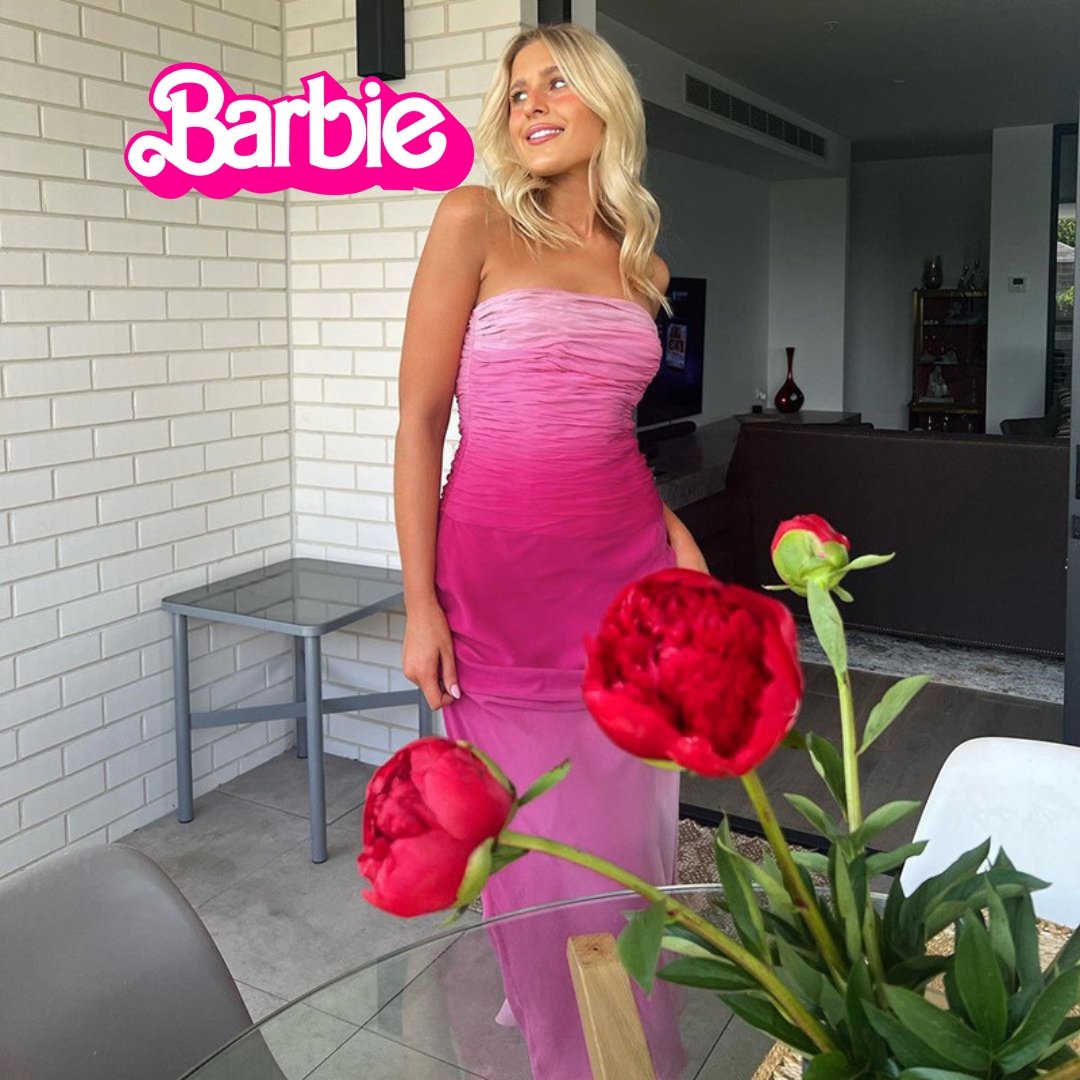 Barbie pink dress- Tube maxi with ruched detail