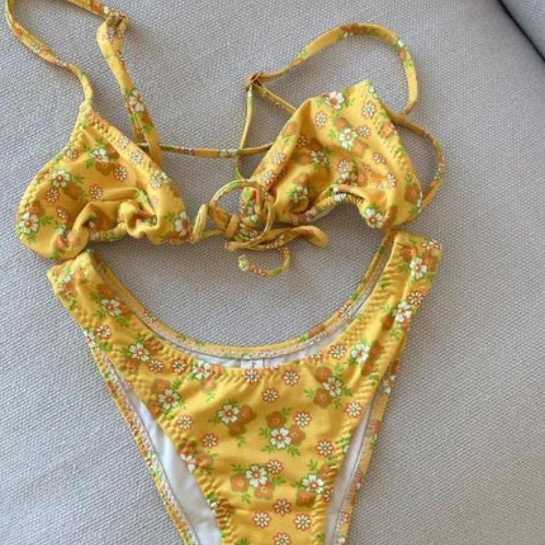 kendall jenner inspired yellow floral bikini